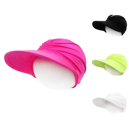 Vrotazzy Women Sun Visor Hats Wide Brim Packable Beach Cap Ponytail Hole Summer Sport Sunhat