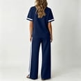 thumbnail image 4 of 2 Piece Sets for Women Summer Short Sleeve Wide Leg Outfits Crew Neck Casual Lounge Set with Pockets, M, 4 of 5