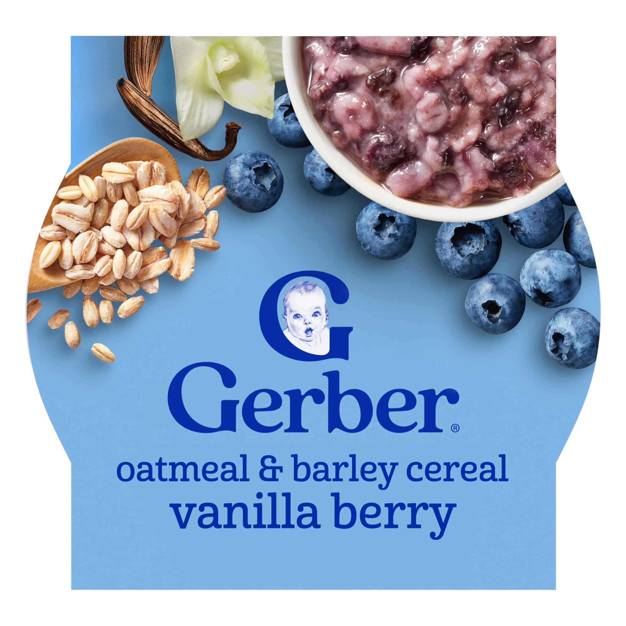 Gerber Toddler Food, Oatmeal and Barley Vanilla Berry Cereal, Toddler Oatmeal 4.5 oz