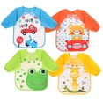 thumbnail image 1 of Baberos de bebé con mangas largas, juego de 4 baberos de manga impermeable, unisex brillar Electrónica, 1 of 5