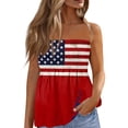 thumbnail image 2 of Flag and Floral Print Tube Tops Women 4th of July Strapless Bandeau Sleeveless Tank Tops American 250th Anniversary Pleated Flowy Off the Shoulder Tube Tops, 2 of 5