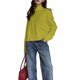 thumbnail image 1 of Suéter de Cuello Alto para Mujer, Jersey de Punto Grueso de Larga, Jersey Básico de Moda para Otoño e Invierno. Verde L, 1 of 7