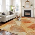 Brown Leaves Area Rug 5x8 Washable Rug Non Slip Botanical Fall Foliage ...