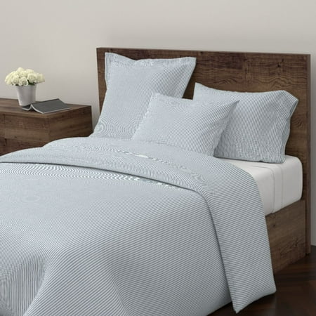 Rustic Blue Stripes Rustic Cottage Chic Decor Sateen Duvet