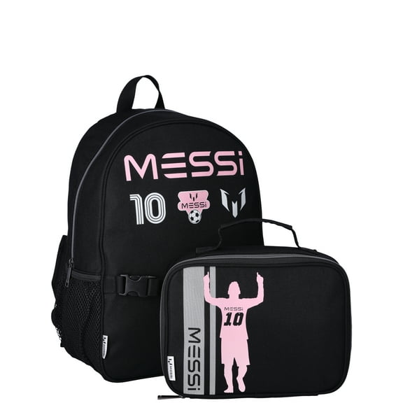 Messi Unisex 16" Backpack with Lunch Box, Black
