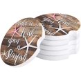 thumbnail image 1 of FMSHPON Ocean Theme Starfish Summer Retro Wood Grain Set of 2 Car Coaster for Drinks, Absorbent Ceramic Stone Coasters Cup Mat with Cork Base for Home Kitchen Room Coffee Table Bar Decor, 1 of 5