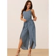 thumbnail image 3 of DARING DIVA Women's Summer Spaghetti Straps Sleeveless V Neck Jumpsuit L Grey Blue, 3 of 6