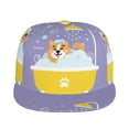 thumbnail image 2 of Haiem Corgi Washing in Bathtub Classic Snapback Cap Flat Bill Hat Baseball Cap Adjustable Size Cotton Dad Hat, 2 of 9