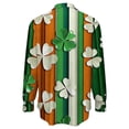 thumbnail image 5 of Women's Casual Satin Silk Fun Green St. Patrick's Day Print Long Sleeve T-Shirt Soft Shirt with soft texture, decorated with green St. Patrick's Day themed print, preferred for holiday wear, 5 of 5