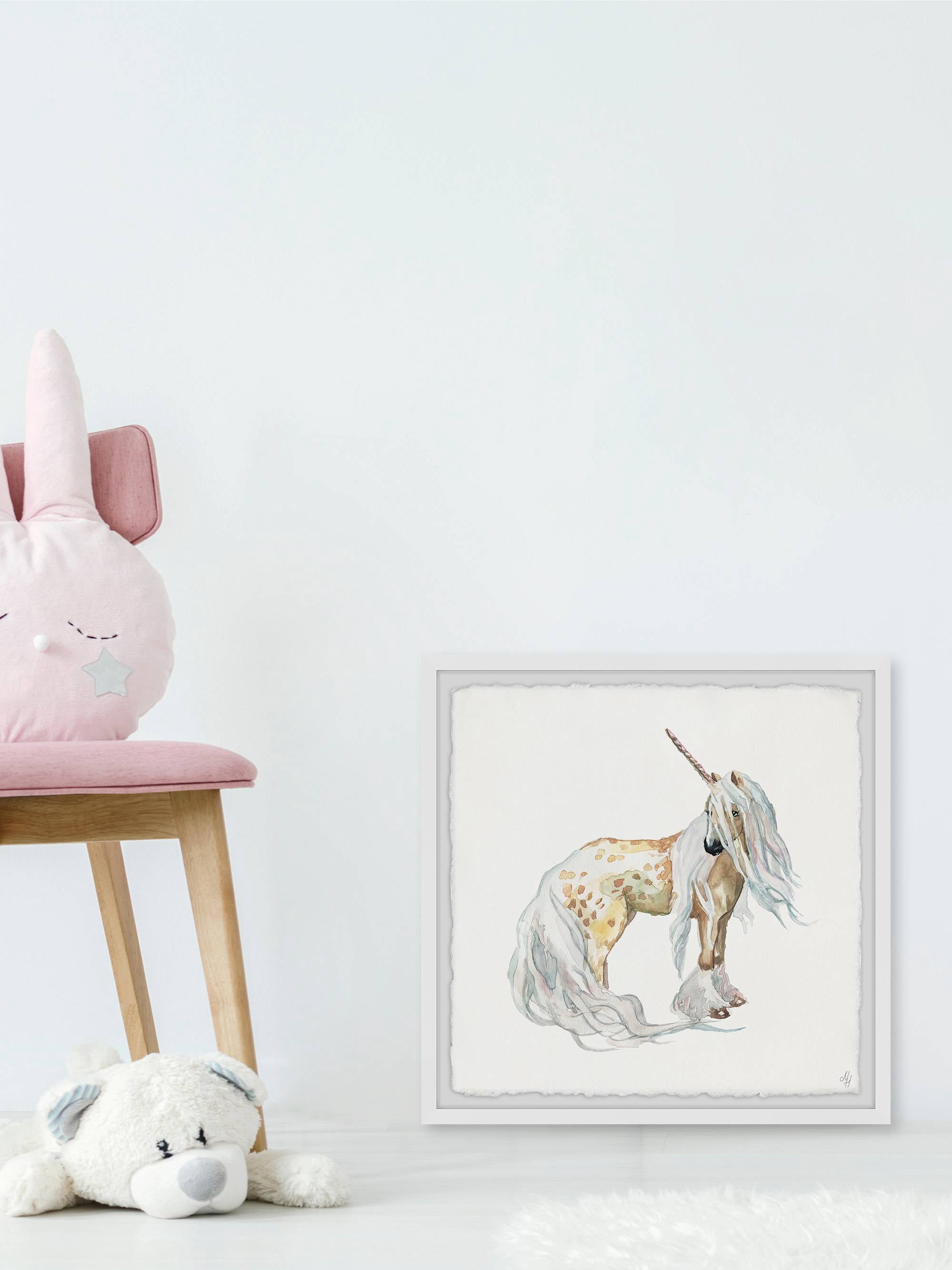 Marmont Hill Golden Unicorn Framed Wall Art, 18.00" x 1.50"