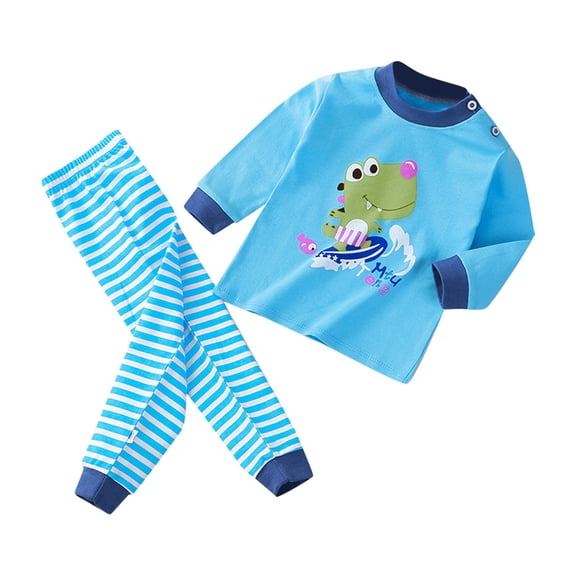 Baby Boy Outfits 2 Piece Cartoon Print Long Sleeve Crew Neck Sleepwear Top And Jogger Pants Loungewear Baby Boys' Clothing Sets Size 18-24 Months