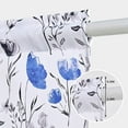 thumbnail image 4 of Floral Kithchen Curtains 36 Inch Watercolor Flower Leaves Tier Curtains, Blue and Gray Floral Cafe Curtains, Rod Pocket Small Window Curtain for Cafe Bathroom Bedroom Drapes, 4 of 6