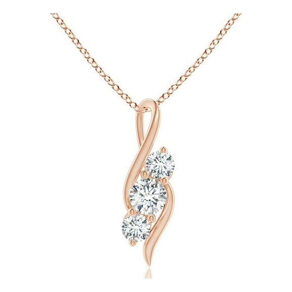 ANGARA Natural Diamond Pendant with Twisted Bale in 14K Rose Gold for Women (Size-3.3mm| Color-G| Clarity-VS2) | April Birthstone, Anniversary, Jewelry Gift for Women | Natural Diamond Necklace
