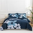 thumbnail image 4 of NTBED Floral Comforter Set King 6 PCS Bed in a Bag Blue Flowers Printed on Navy Botanical Bedding Sets Boho, 4 of 7
