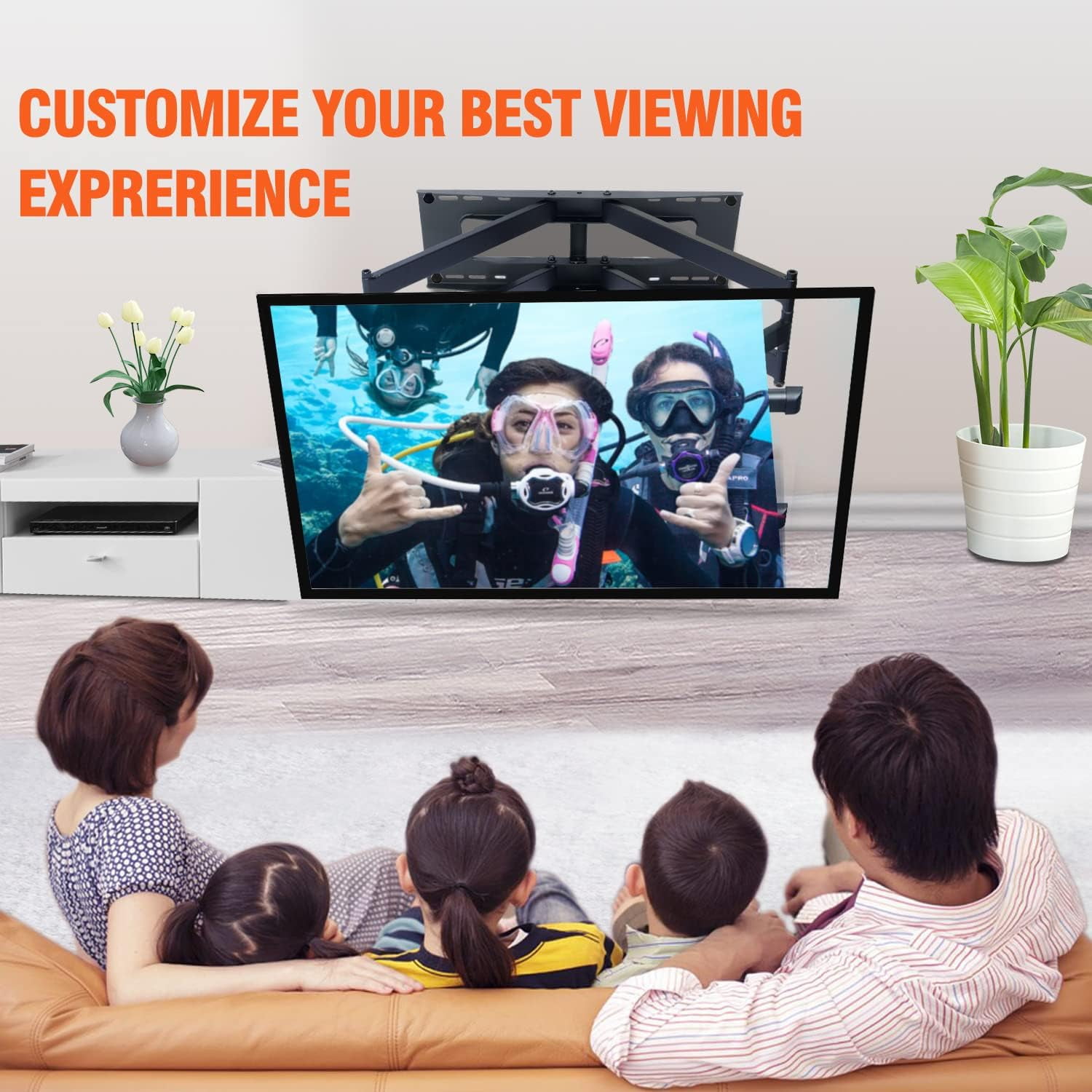 FORGING MOUNT Heavy Duty Long Arm TV Wall Mount with 43" Dual Articulating Arms for Most 50-90 Inch Screens, Full Motion TV Wall Mount Holds 198lbs, 16” 18'' 24” Studs VESA 600x400mm