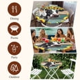 thumbnail image 7 of Sunflower Cow Round Tablecloth, Fitted Table Cover with Elastic for 45"-54" Round Tables, Rustic Teal Brown Farmhouse Wood Grain Table Cloth Outdoor Indoor Dinning Party Waterproof Tablecloths, 7 of 7