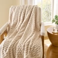 thumbnail image 2 of Better Home & Gardens Textured Velvet Plush Soft Throw Blanket, Oversized, Papyrus Beige, 2 of 7