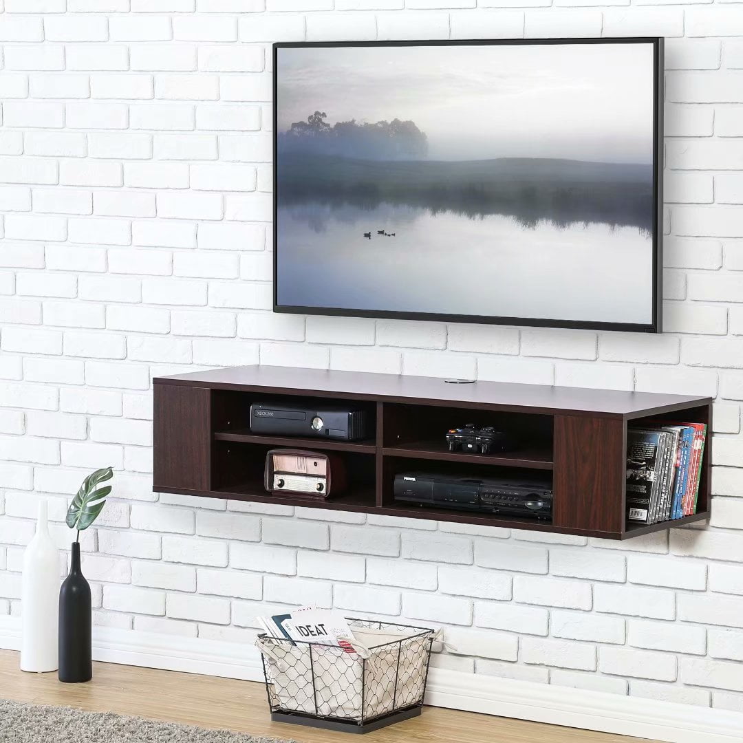 Fitueyes Wall Mounted Media Console Floating Tv Stand Component Shelf