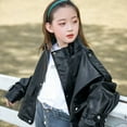 thumbnail image 4 of Fashion Designer Leather Jackets for Girls Pink Black Color PU Leather Jacket Outerwear For Teenage Girls Zipper Coats Costume, 4 of 6