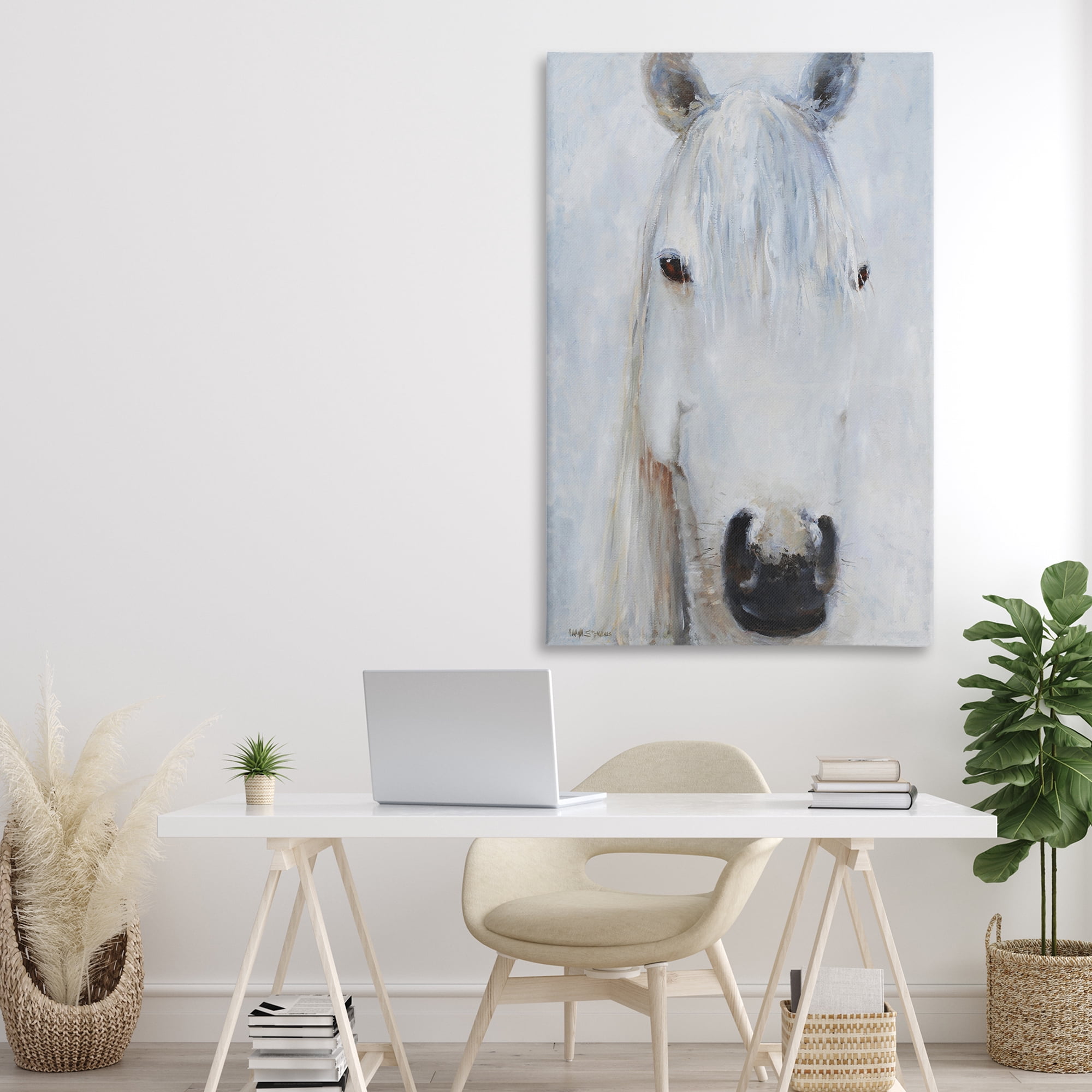 Stupell Industries Pure White Horse Portrait Canvas Wall Art, design by Jadei Graphics