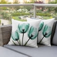 thumbnail image 4 of Teal Tulips Pillow Covers 2 Pack Teal Floral Green Leaf Pillowcase Waterproof Outdoor Throw Pillow Cover for Patio Garden Square Cushion 24”x24”, 4 of 9