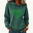 thumbnail image 2 of Women's Hooded Sweatshirt St. Patrick's Day Festival Printed Drawstring Loose Fit Casual Tops with Pocket (L, Green), 2 of 6