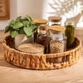 thumbnail image 5 of DAMAI Round Wicker Serving Tray with Handle, Hand‑Woven Natural Material Built in Cut Out Handle, Rustic Multipurpose Tray for Coffee Table Kitchen Countertop Dining Table Fruit Organizer, 5 of 6