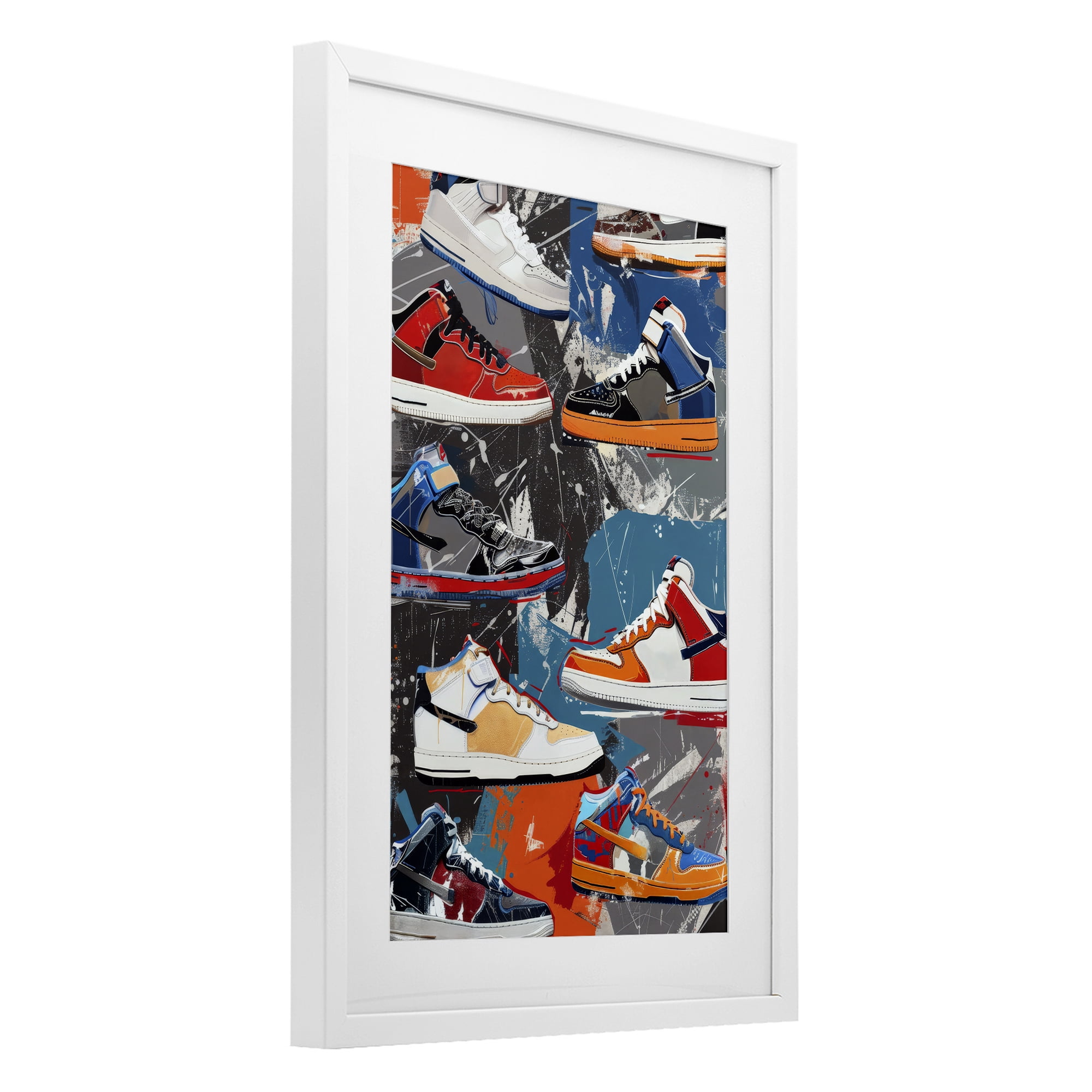 Stupell Industries Stylish Urban Shoe Collection White Framed Print Under Glass, design by Ray Powers