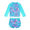 thumbnail image 4 of Usaibhir Girls Rash Guard Swimsuit Scales Print Shirt with Shorts for Sports Girls Swimsuits Size 3-10Y, 4 of 10