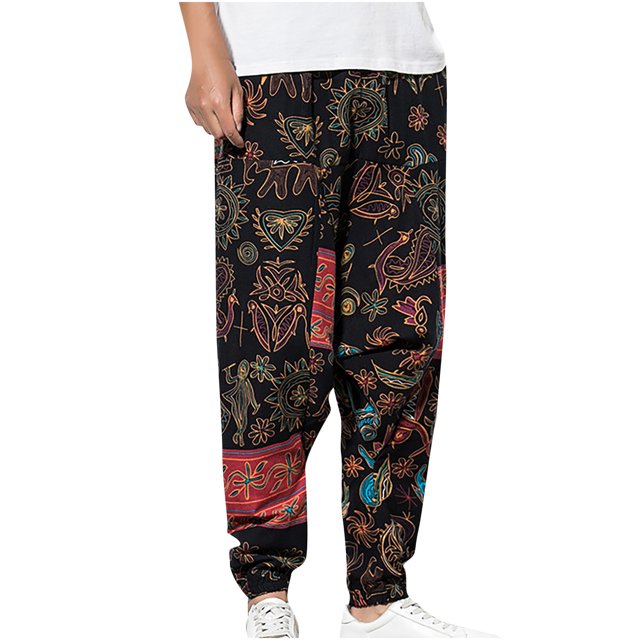 Leutsin Pantalons Longs Décontractés Rétro pour Hommes avec Taille Élastique et Poches