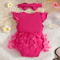 thumbnail image 5 of Zanarzt New Born Clothes Baby Girl Baby Girl Romper Ruffle Newborn Girl Bodysuit Jumpsuit with Headband Baby Girl Clothes Outfit 6-9 Months,Hot Pink, 5 of 7