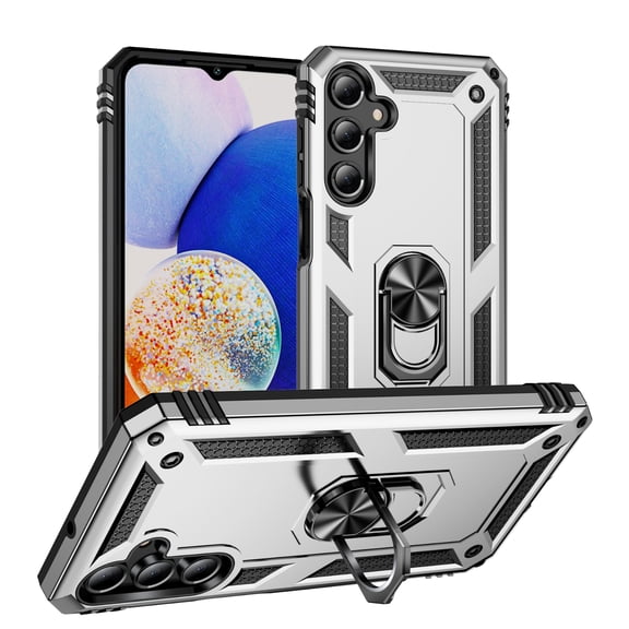 Designed for Samsung Galaxy A17 5G Case, Military Grade Protective Phone Case Cover with Enhanced Metal Ring Kickstand [Support Magnet Car Mount] Compatible with Samsung Galaxy A17 5G, Silver