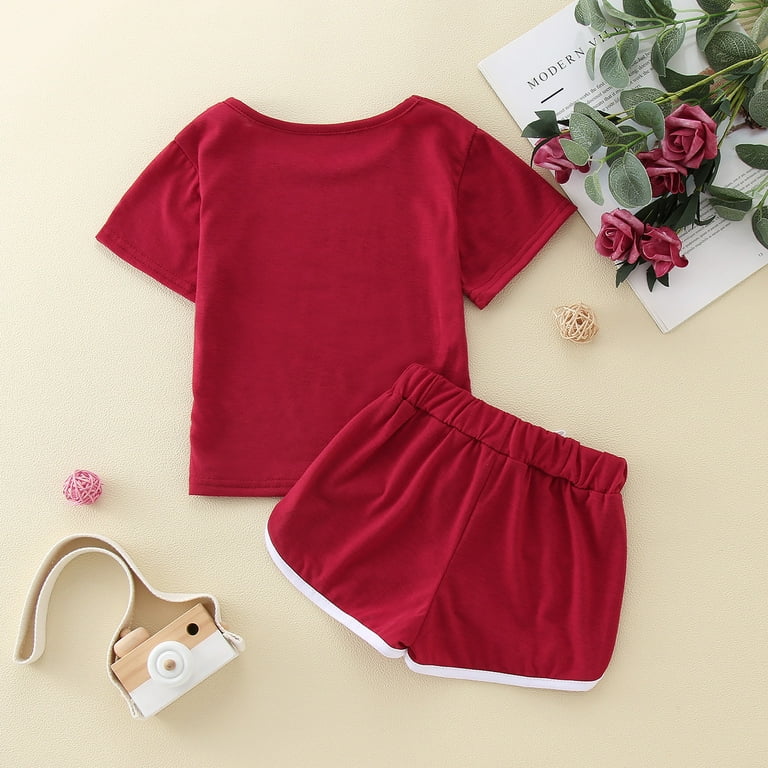 TAIAOJING Kid Toddler Girl Clothes Baby Sports T Shirt Tops+