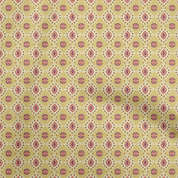 oneOone Polyester Spandex Yellow Fabric Abstract Traditional Diy Clothing Quilting Fabric Print Fabric By Yard 56 Inch Wide