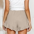 thumbnail image 6 of QLEICOM Womens Athletic Shorts, Plus Size Shorts, Fashion Shorts Summer Casual Loose Solid High Waist Ruffles Short Yoga Shorts, Running Shorts, Comfy Beach Shorts, Cycling Shorts Beige L, 6 of 7