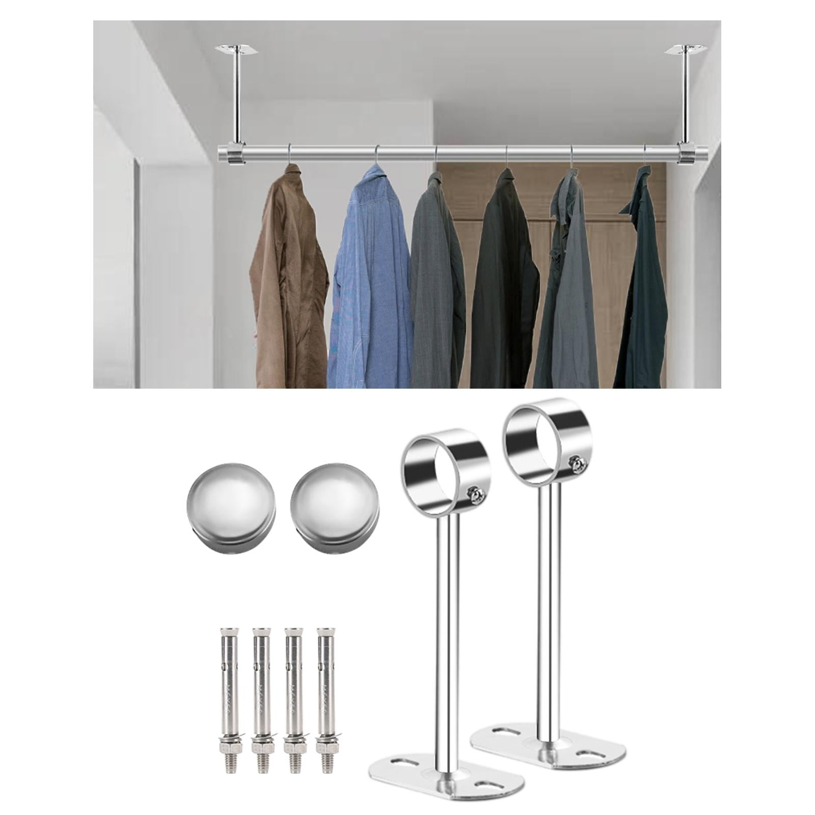 Soporte de tubo para colgar armario rieles para ropa de 25mm de diametro abrazaderas de soporte fijo para ducha de techo soporte de tubo de brida 45cmAltura Macarena soporte de armario