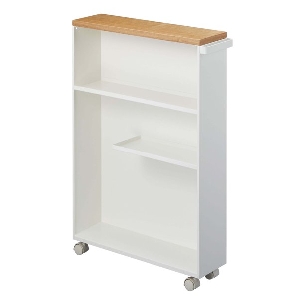 Yamazaki Home Rolling Slim Bathroom Utility Cart With Handle Storage