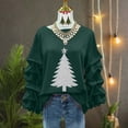 thumbnail image 4 of Womens Christmas Sweatshirts Pleated Long Sleeves Christmas Tops Crew Neck Pullover Sweater Blouses Xmas Graphic Dressy Causal Christmas Shirts Top, 4 of 5