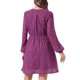 thumbnail image 3 of Vestido de fiesta de mujer Inspire Chic con escote en V, mangas largas, falda acampanada, talla XS, color púrpura ciruela, 3 of 5