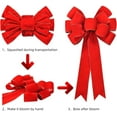 thumbnail image 4 of Pakyozj 2 Pack Red Christmas Bows Outdoor Decorations,10.6x19.7in Large Christmas Tree Topper Bow, Velvet Wreath Bow with Glitter Gold Edge for Xmas Home Front Door Decor,Wreaths,Gifts & Home Decor, 4 of 5
