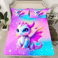 thumbnail image 2 of jejeloiu Cute Cartoon Dragon Full Size Sheets,Magic Animal Bed Sheets,Colorful Glitter Print Sheet Sets For Boys Girls,Ultra Soft Home Decor,4pcs, 2 of 7