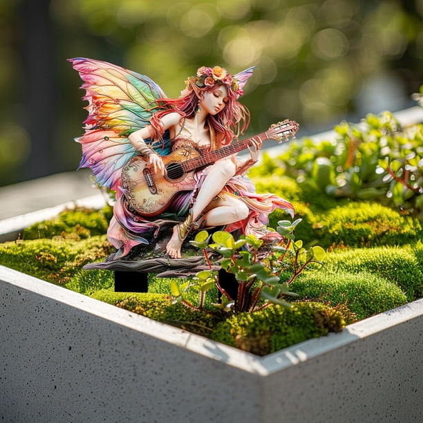 Decoración de Jardín En Maceta con Inserto de Acrílico para Suelo de Elfos Del Bosque y Ciervos