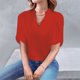 thumbnail image 2 of Mujeres Manga Corta de Verano Tops Suelto Color Sólido Cuello en V Casual Top, Blusa de Poliéster para las Mujeres, Lavado de Manos Primavera Y Moda de Verano, 2 of 7