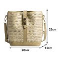 thumbnail image 3 of Bolso Bandolera Bolso tipo cubo de verano, bolso de mensajero tejido con costuras de PU para viajes (caqui), 3 of 8