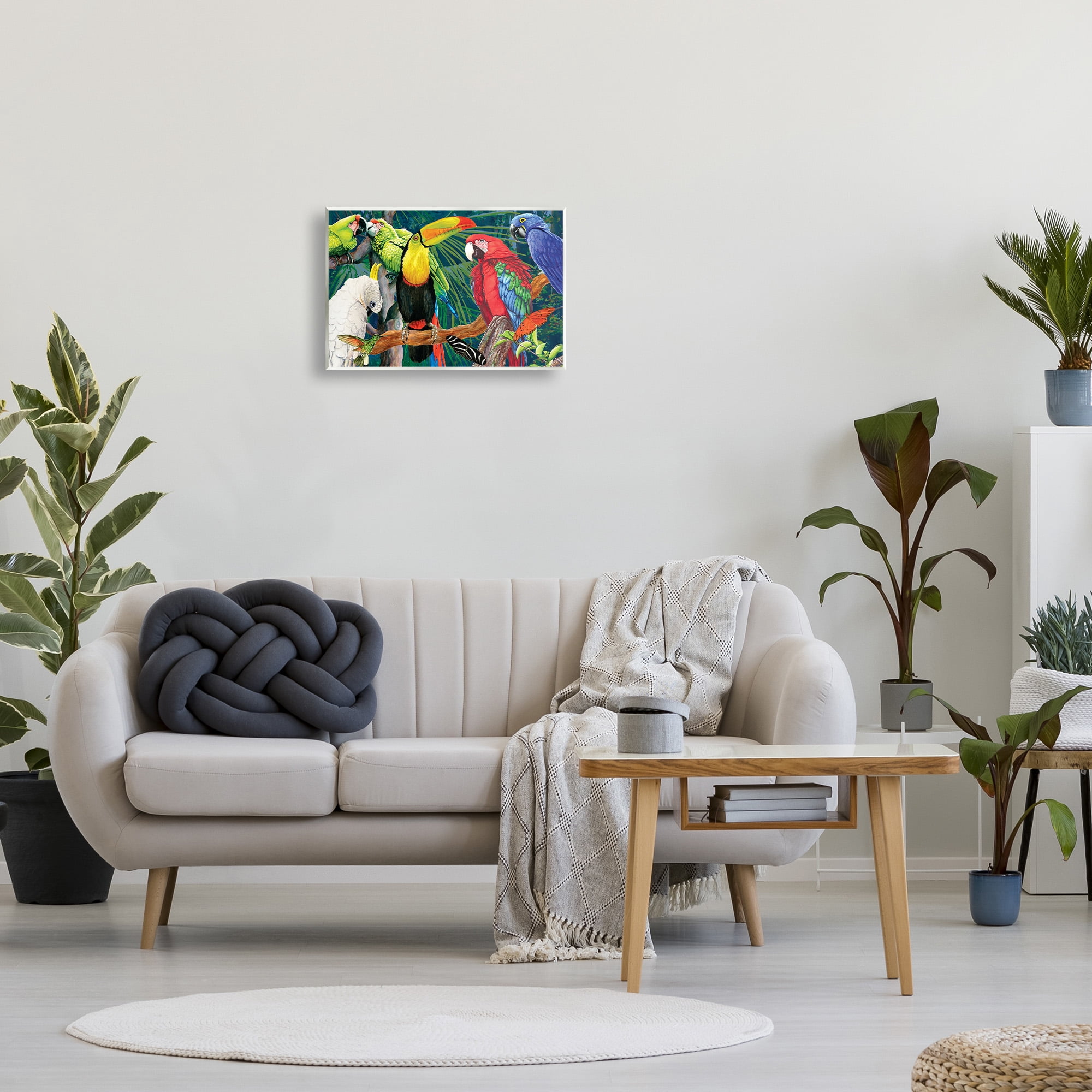 Stupell Industries Tropical Rainforest Birds Animals & Insects Painting Unframed Art Print Wall Art, 19 x 13