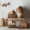thumbnail image 2 of Bouclair Natural Water Hyacinth Crate with Faux Leather Handles 11.5 X 8.75 X 6 in (29 X 22 X 15 cm), 2 of 3