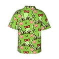 thumbnail image 3 of Easygdp Cute Green Frog Men's Hawaiian Shirts Print Lapel Short Sleeve for Beach, vacation, party, casual occasions - XX-Large, 3 of 9