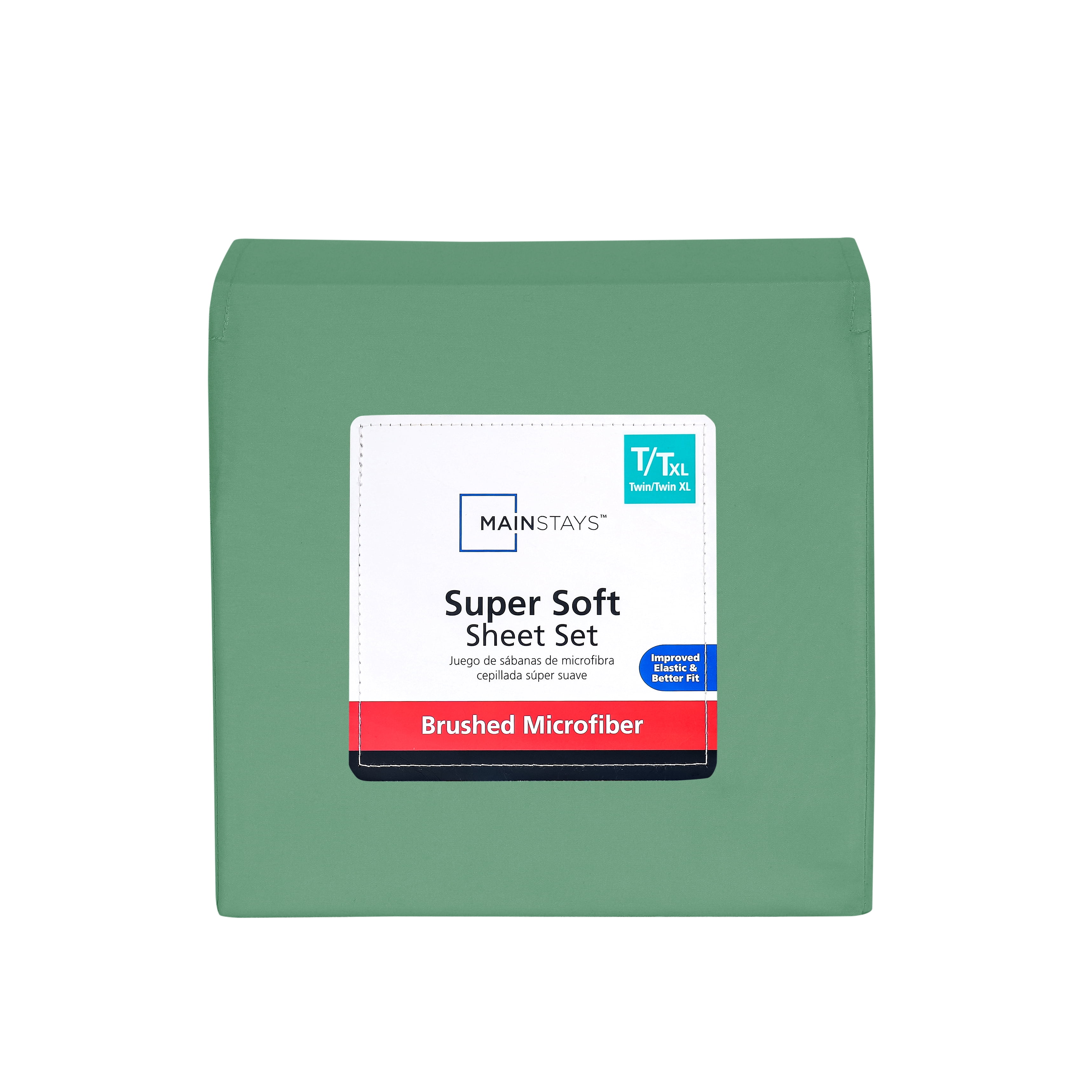 Mainstays Super Soft Brushed Microfiber Bed Sheet Set, Green Sage, Twin-XL, 3 Piece