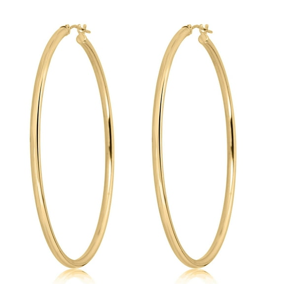 AVORA 14K Yellow Gold Classic Polished 2mm Tube Hoop Earrings