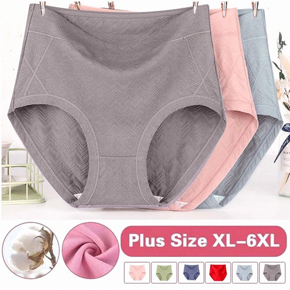 Lumosvexa Women's Plus Size Briefs Stretch Breathable Ice Silk High Waist Cotton Soft Daily Home Panties XL